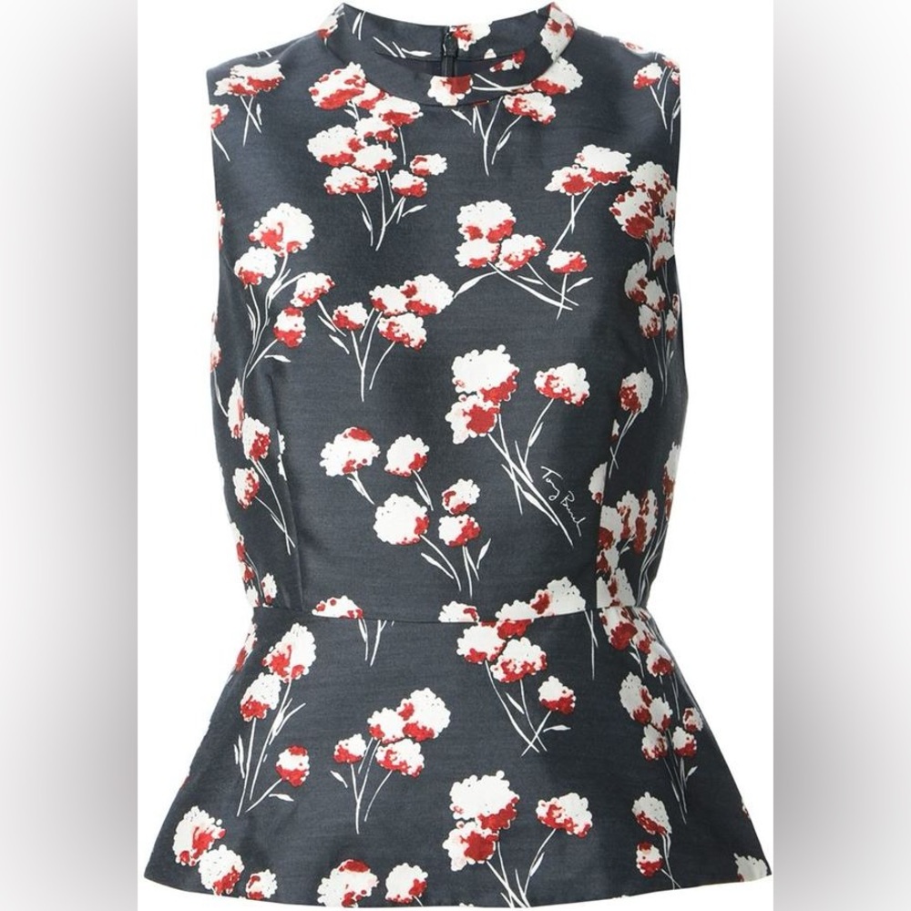 Tory Burch Black and Red Floral Top
